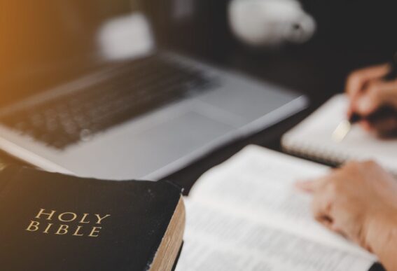 image of someone studying the bible in their christian life